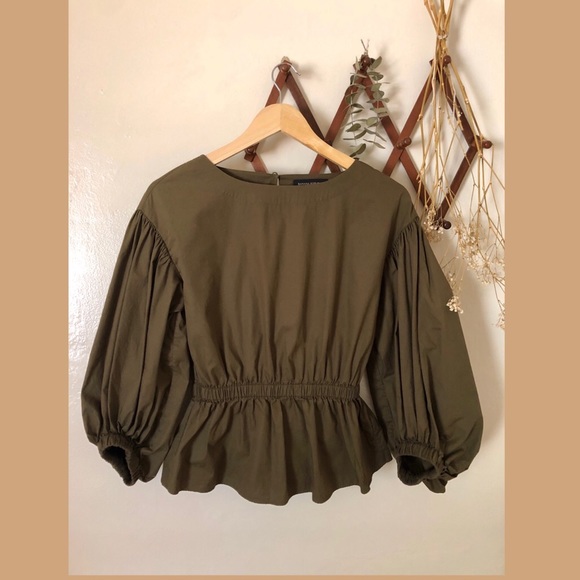 ❀Banana Republic Green Puff Sleeve Blouse XS - Picture 2 of 6